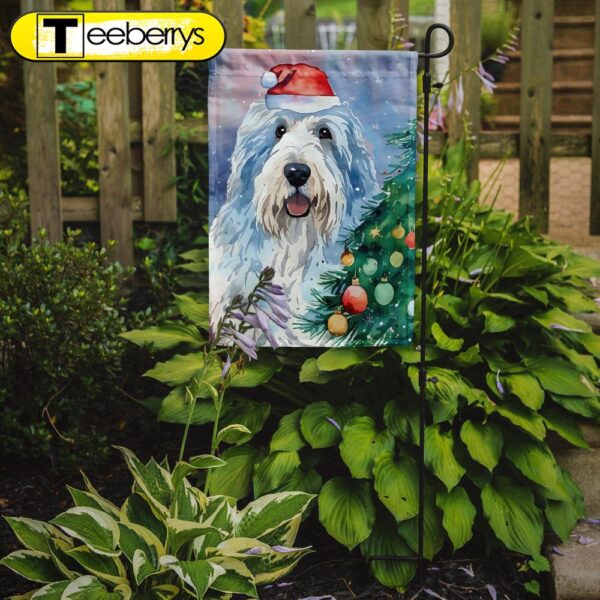 Christmas Flag, Old English Sheepdog Christmas Garden Flag