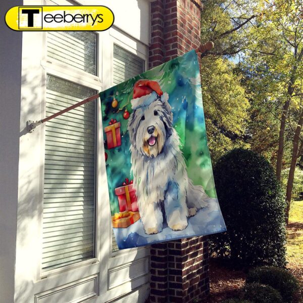 Christmas Flag, Old English Sheepdog Christmas House Flag