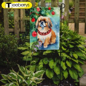 Christmas Flag, Pekingese Christmas Garden…