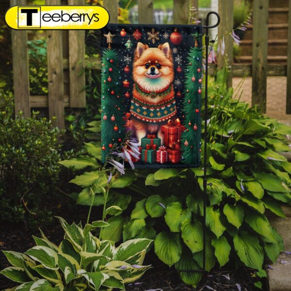 Christmas Flag, Pomeranian Holiday Christmas Garden Flag