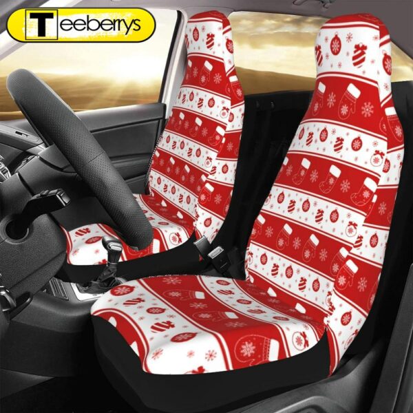 Christmas Snowflake Sock Stripes Car Seat Covers Vehicle Front Seat Coverss