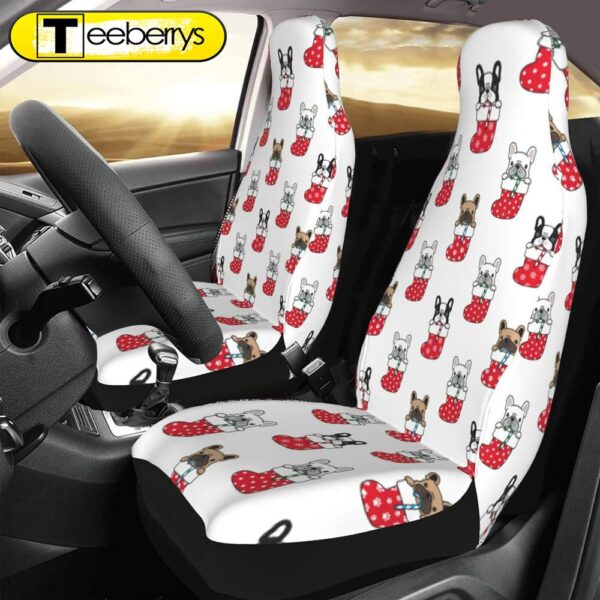 Christmas Socks Bulldog Car Seat Covers Vehicle Front Seat Coverss