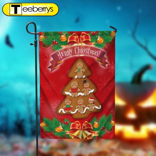 Christmas Tree Gingerbread Man Garden FlagXmas, Garden Flags, Outdoor Xmas Flags