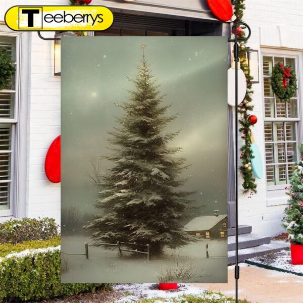 Christmas Tree In The Forest Winter Christmas Tree Garden Flag