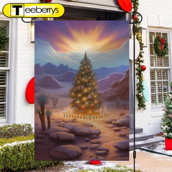 Christmas Tree Under Sunset Christmas Tree Xmas Garden Flag