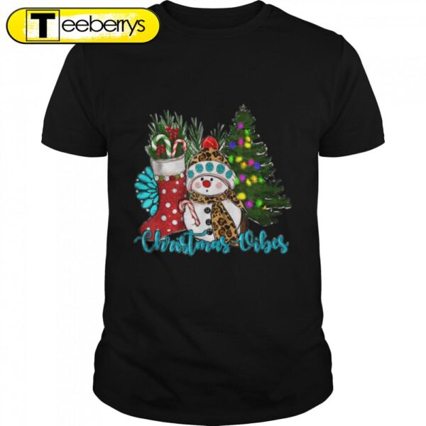 Christmas Vibes Snowman and socks and Tree Christmas Shirt