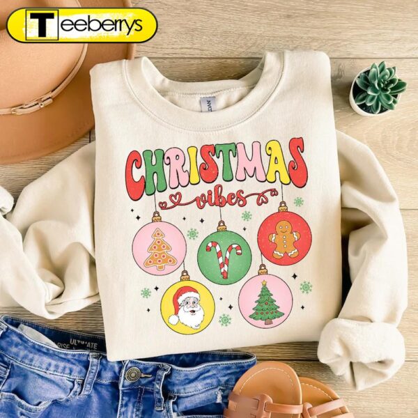 Christmas Vibes Trendy Santa Christmas Shirt