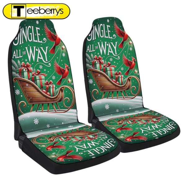 Christmas Wooden Sleigh Cardinal Jingle All The Way Seat Cover Cars