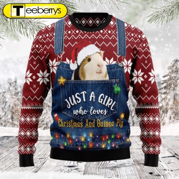 Christmas-loving Girl s Guinea Pig Ugly Christmas Sweater Festive & Fun Design