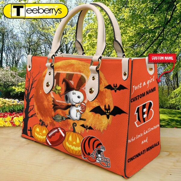 Cincinnati Bengals NFL Snoopy Halloween Women Leather Hand Bag