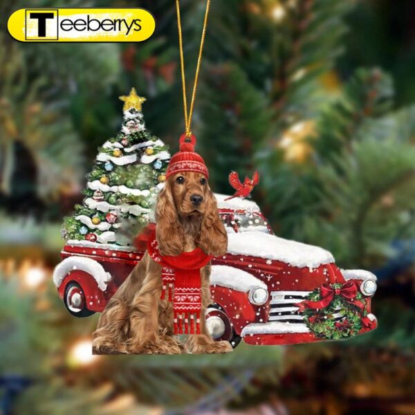 Cocker Spaniel 2-Christmas Car Two Sided Christmas Plastic Hanging Ornament