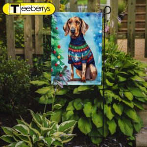 Coonhound Christmas Garden Flag