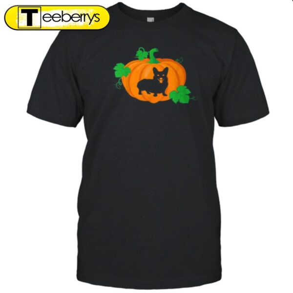 Corgi Dog Silhouette Pumpkin Halloween T-Shirt