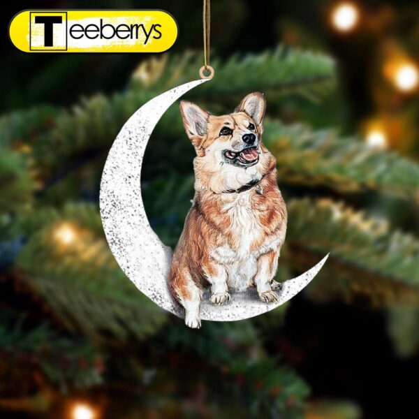 Corgi Sit On The Moon Christmas Ornament