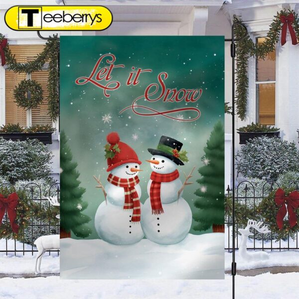 Couple Snowman Let It Snow Christmas Garden Flag