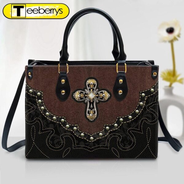 Cross Leather Handbag 2 – Religious Gifts For Women – Women Pu Leather Bag