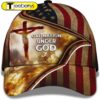 Cross One Nation Under God American Flag Custom Name All Over Print Baseball Cap – Christian Hats