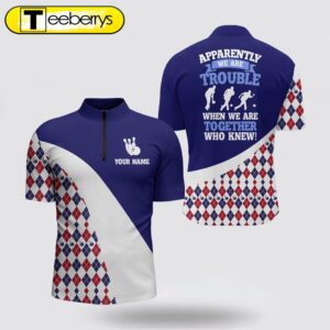 Custom Bowling Shirt, Blue Argyle…