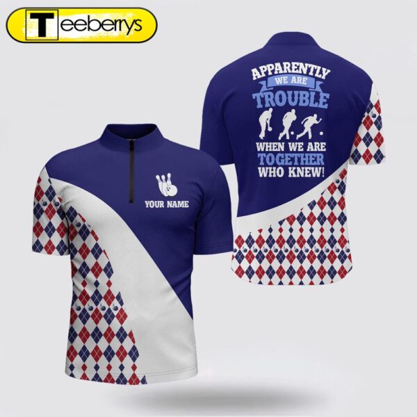 Custom Bowling Shirt, Blue Argyle Bowling Jersey With Name League Bowling Jersey Shirt