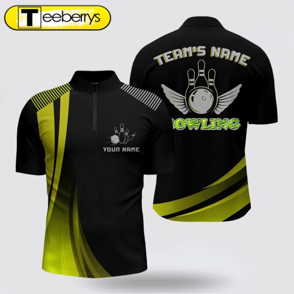 Custom Bowling Shirt Yellow And Black Bowling Jersey With Name League Bowling Bowling Jersey Shirt