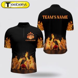 Custom Fire Bowling Shirt, Flames…