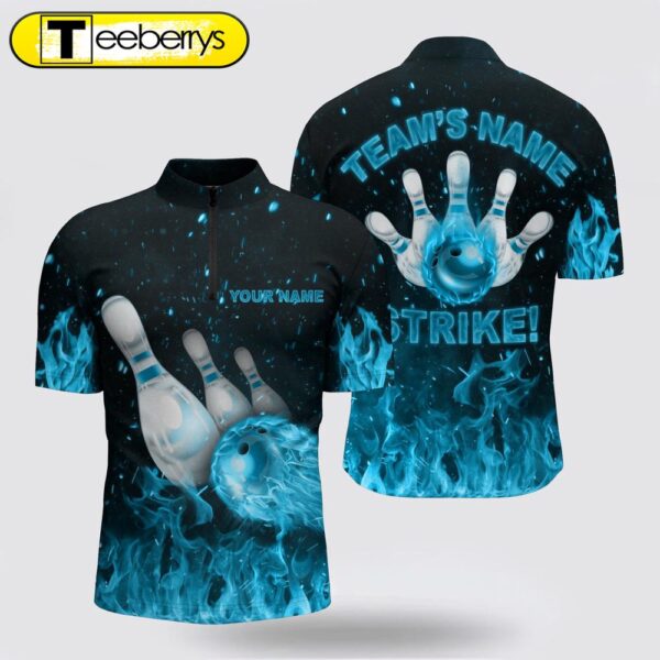 Custom Flames Bowling Shirt, Strike Bowling Jersey For Team Fire League Bowling