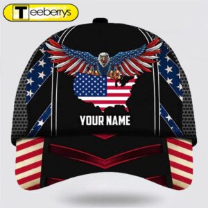 Custom Name American Flag Eagle…