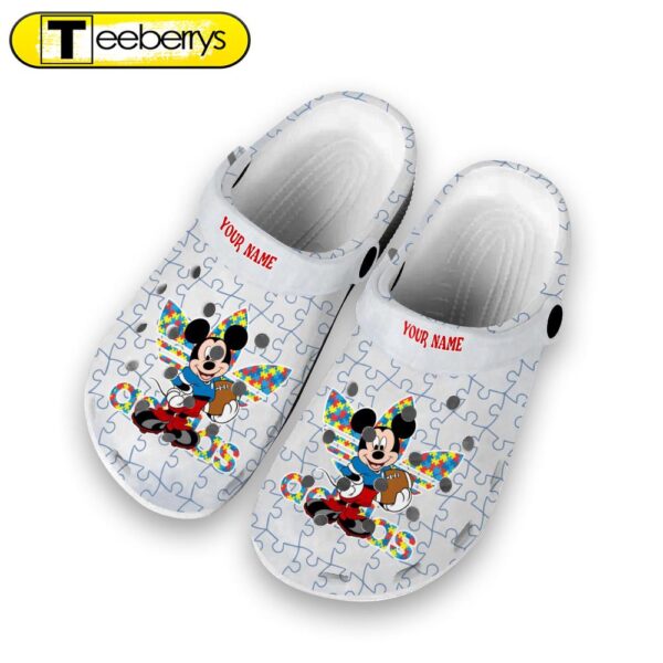 Custom Name Autism Awareness Clogs Mickey Cute Disney  Clog Shoes