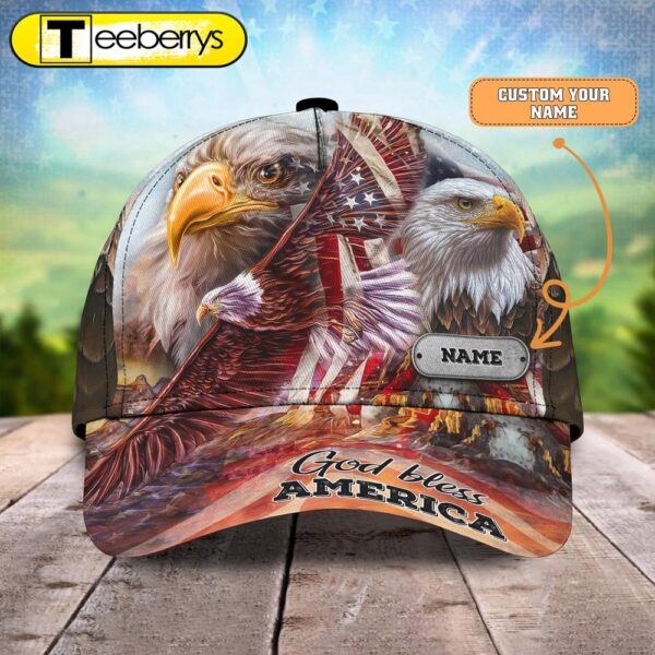 Customized America Eagle 3D Full Printed Baseball Cap Hat – God Bless America Classic Cap Hat