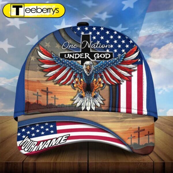 Customized One Nation Under God Baseball Classic Cap – Independence Day Cap Hat Eagle American Cap