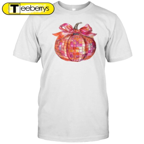 Cute Coquette Bow Disco Pumpkin Fall Autumn Halloween T-Shirt