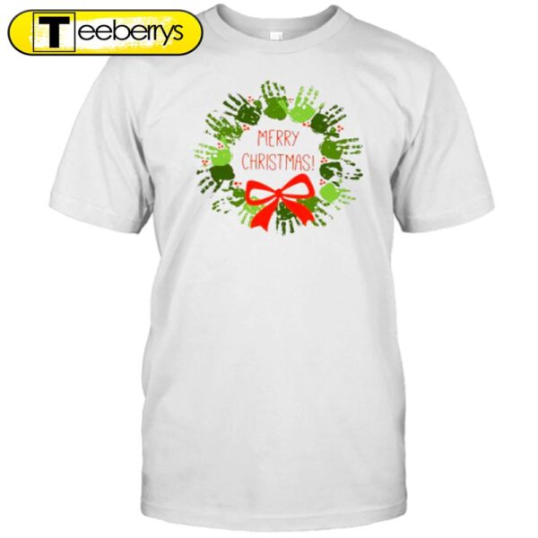 Cute Hands Merry Christmas Teacher Shirt