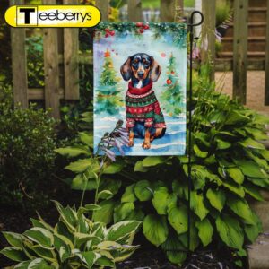 Dachshund Christmas Garden Flag