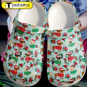 Dachshund Christmas Pattern Clog Shoes