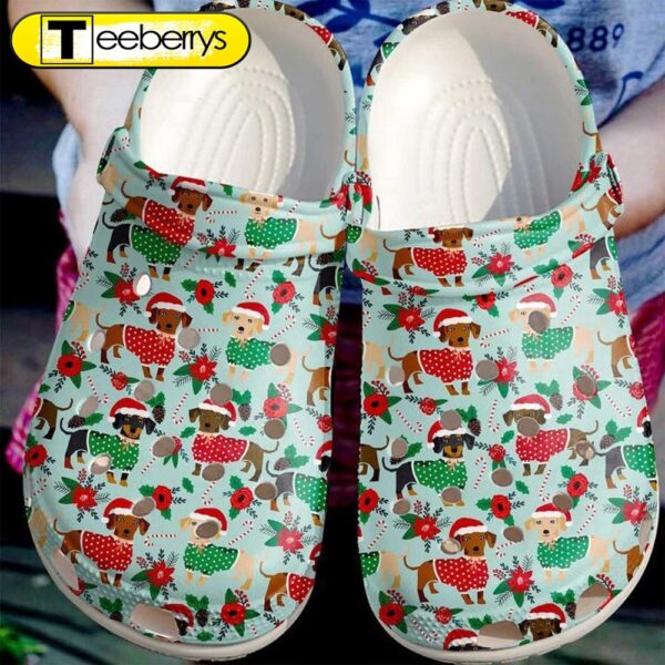 Dachshund Christmas Pattern  Clog Shoes