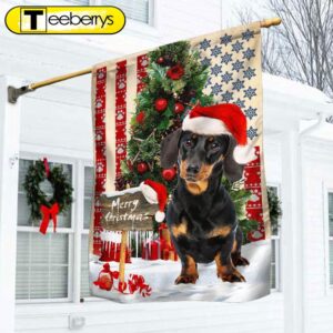 Dachshund Dog Christmas American Flag…