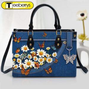 Daisy And Butterfly Leather Handbag…