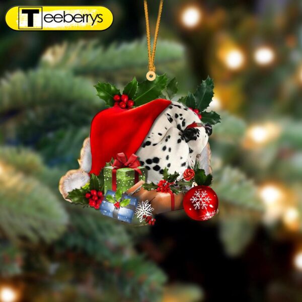 Dalmatian Sleeping In Hat Two Sides Christmas Plastic Hanging Ornament