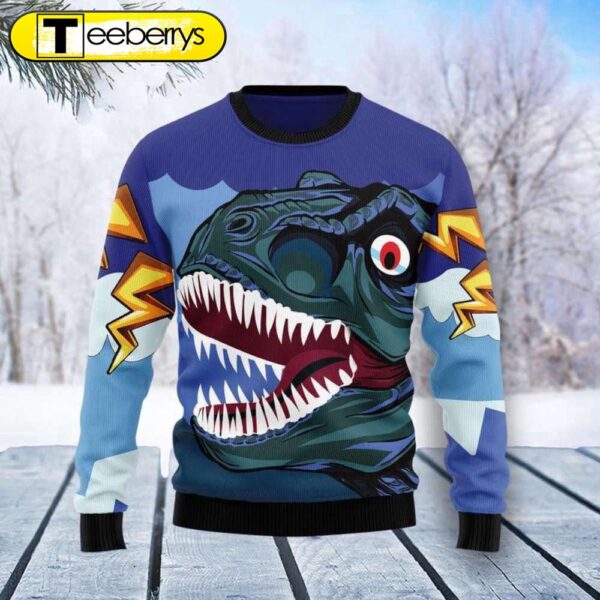 Dinosaur Face Ugly Christmas Sweater