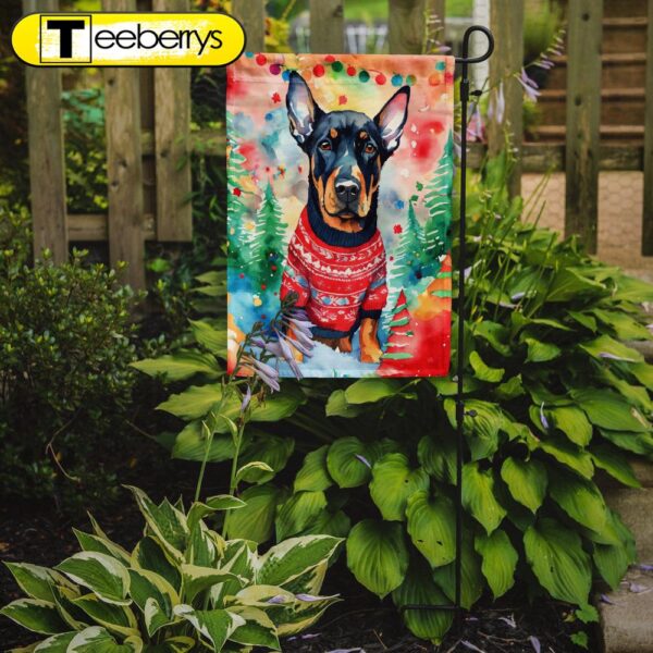 Doberman Pinscher Christmas Garden Flag