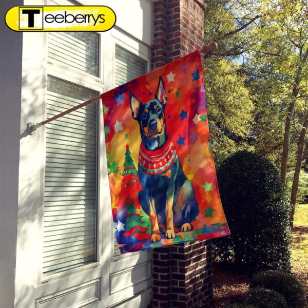 Doberman Pinscher Christmas House Flag