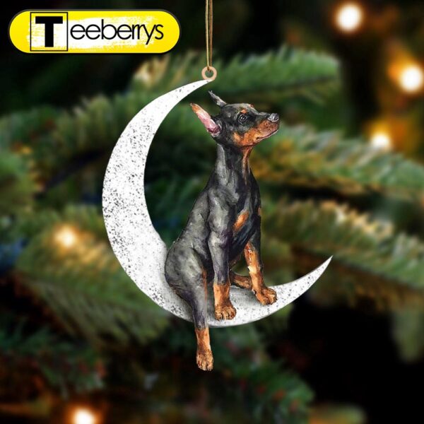 Doberman Pinscher Sit On The Moon Christmas Ornament