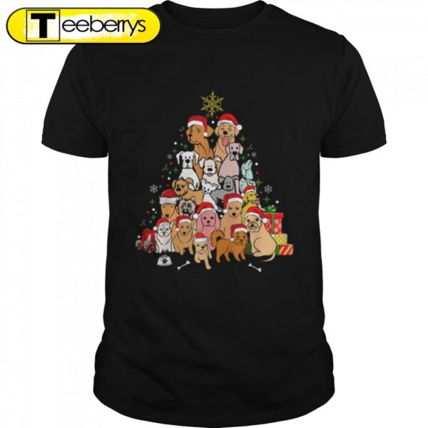 Dogs Christmas Tree Cute Dogs Santa Xmas Dog Owner Christmas Shirt