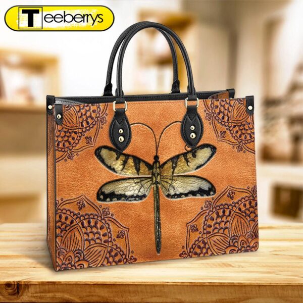 Dragonfly Mandala Style Leather Bag – Gifts Dragonfly Lovers – Women’s Pu Leather Bag