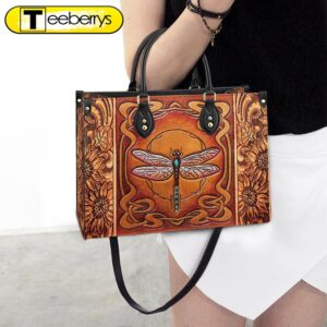 Dragonfly Sunflowers Leather Bag –…