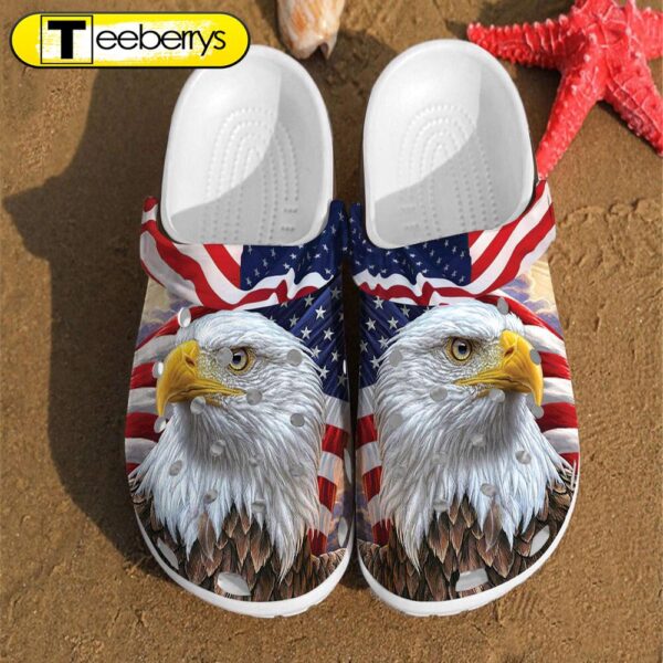 Eagle America Flag Independence Us Day Gift For Fan Classic Water Rubber Clog Shoes Comfy Footwear