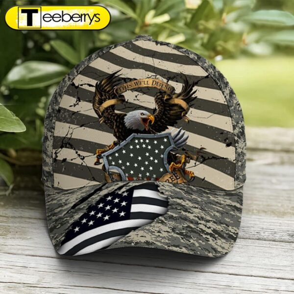 Eagle Veteran US Flag Camo Pattern Baseball Cap