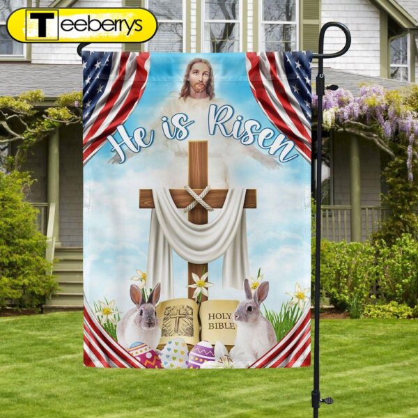 Easter Day Rabbit Flag He Is Risen Jesus Christ Flag – Christian Flag