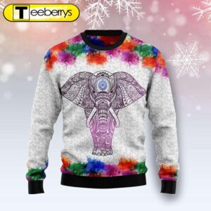 Elephant Mandala Color Ugly Christmas…