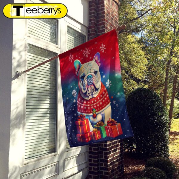 English Bulldog Holiday Christmas House Flag